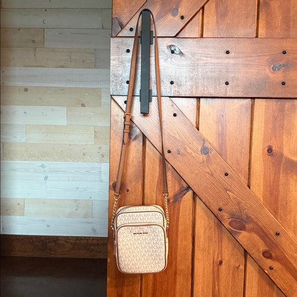 Michael Kors Beige and Brown Monogram Crossbody - Picture 5 of 5